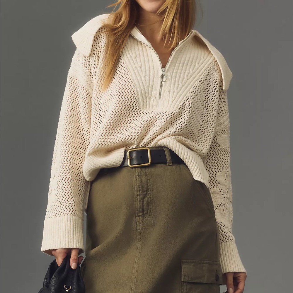 Daily Practice by Anthropologie Half-Zip Oversized Pullover Sweater